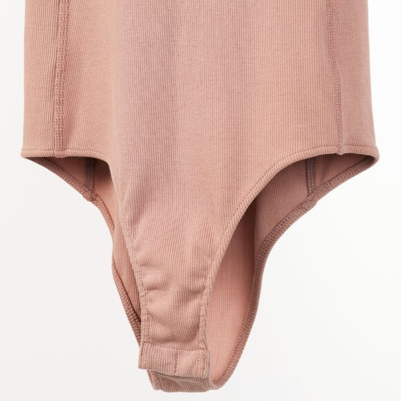 Tibi Toffee Ribbed T-Shirt Racerback Bodysuit - Picture 6 of 9
